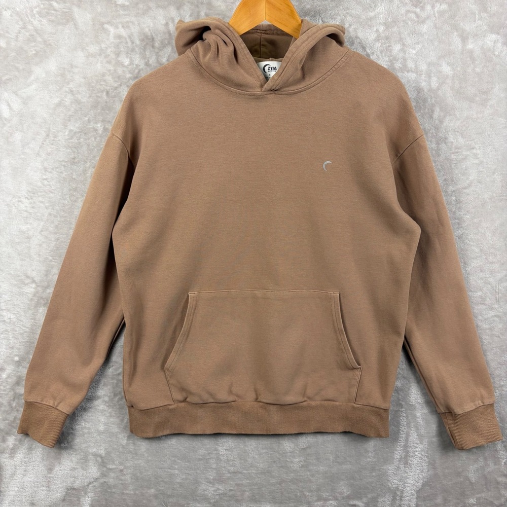 Zyia Active Womens Brown Fleece Lined Kangaroo Pocket Hoodie Sweatshirt M